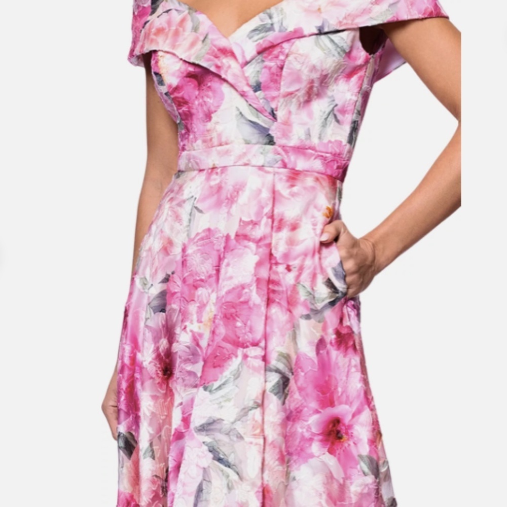 Xscape Pink Floral Off The Shoulder Formal Ball Gown Dress Nwt - Picture 2 of 7